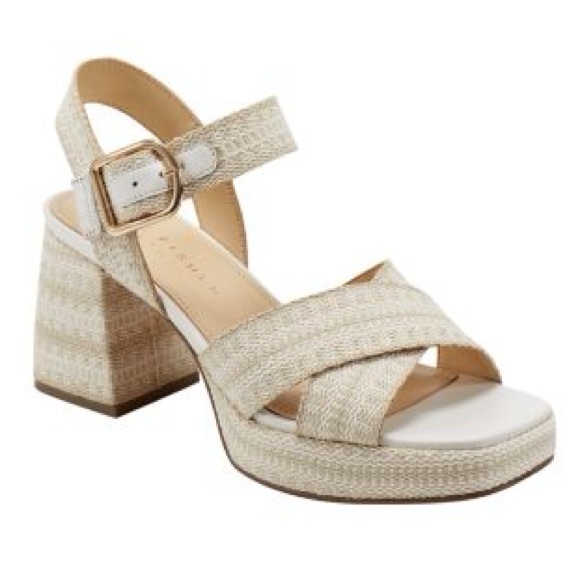 Marc Fisher Shoes - *NEW IN BOX* Marc Fisher Cream Platform Sandals Ankle Strap Block Heel Size 9.5